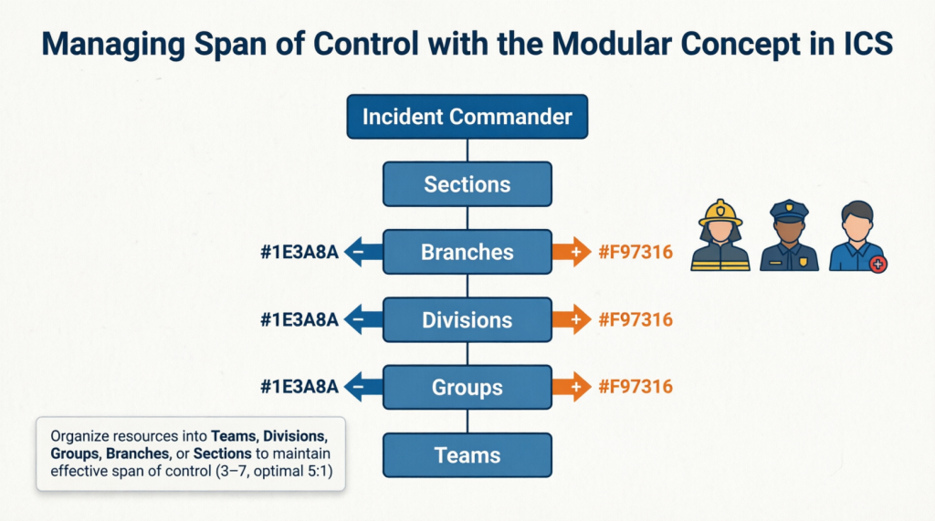 which statement below correctly describes how to manage span of control using the modular concept?